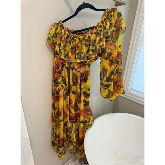 Misa Los Angeles Women's Asymmetric One Shoulder Floral Midi Dress Size M - Picture 4 of 6